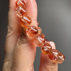 10mm Fire Quartz  ~ High Quality ~ Fire Quartz Bracelet ~ Quartz Crystal ~ Crystal Jewelry ~ Gemstone Jewelry