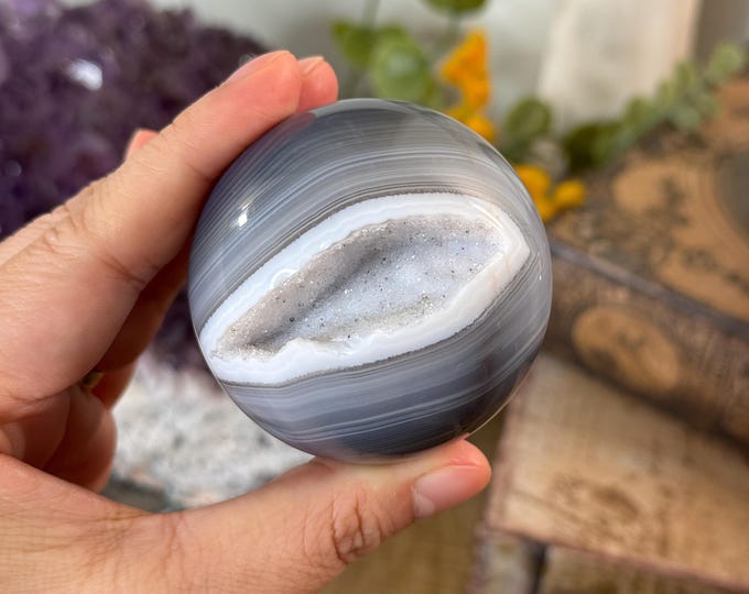Druzy Banded Agate Sphere