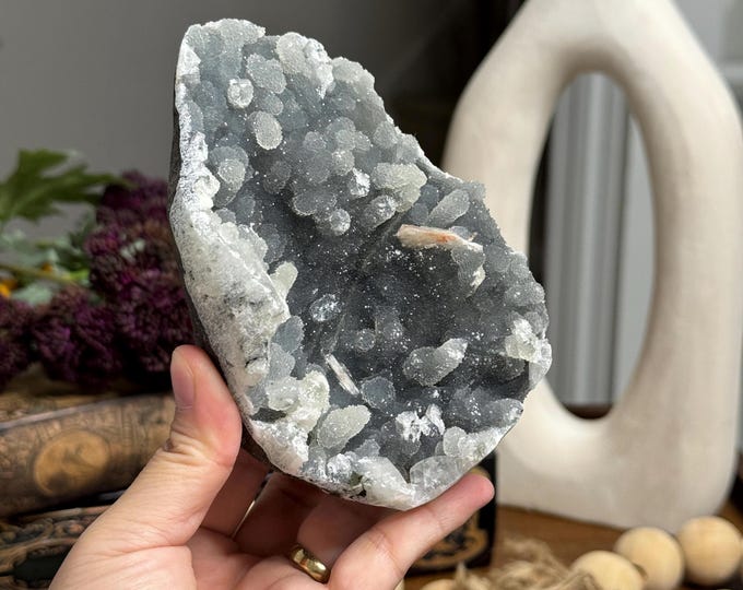 Shimmering Blue-Gray Botryodial Chalcedony Freeform ~ India