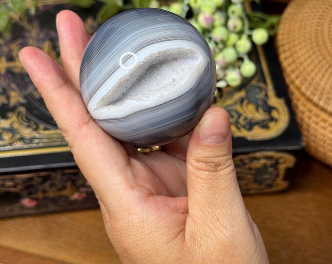 Druzy Banded Agate Sphere