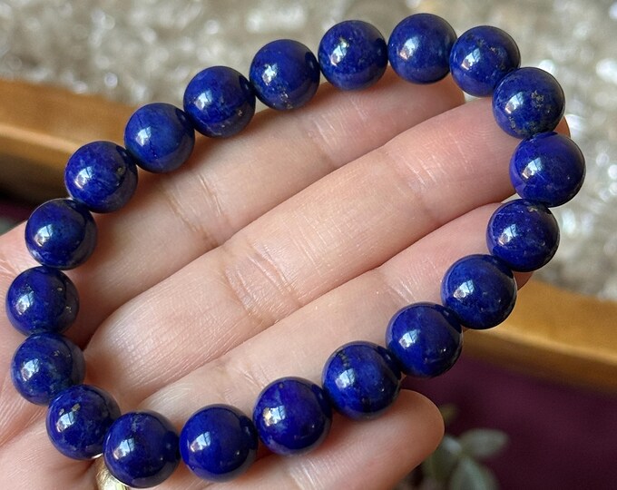 9mm Lapis Lazuli Gemstone Bracelet