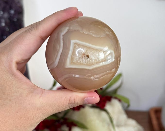 Dreamy Cream Agate Sphere ~ 68mm