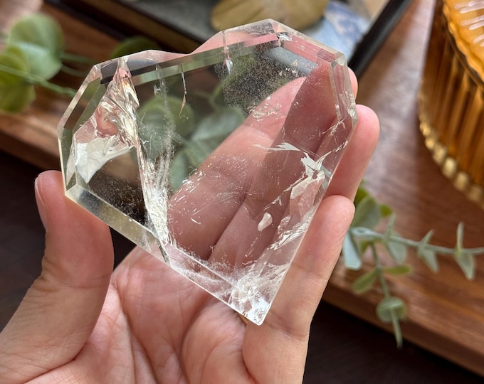 Brazilian Faceted Quartz Heart ~ Heart Carving
