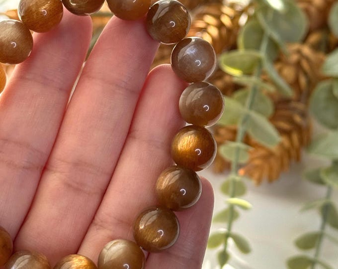 11mm Golden Brown Moonstone ~ High Grade ~