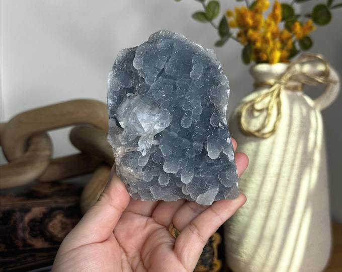 Shimmering Blue Botryodial Chalcedony Freeform ~ India