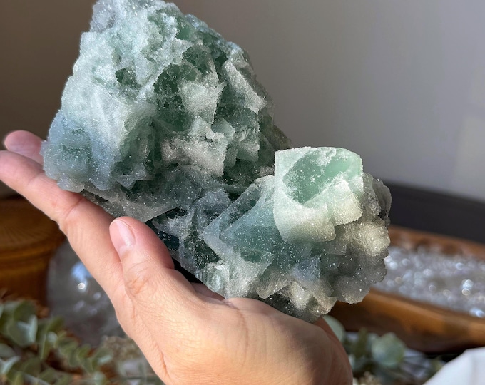 2 lb Green Cubic Sugar Fluorite ~ Double-Sided ~ High Quality
