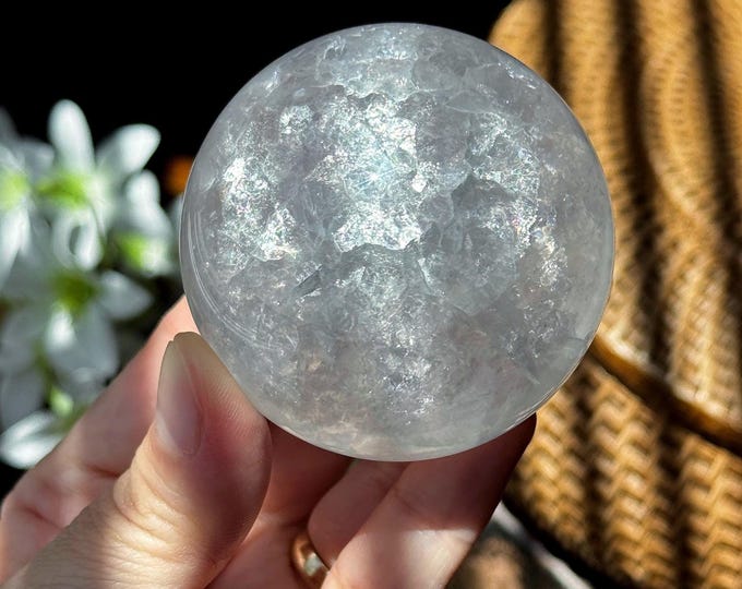 White Mica Fluorite Sphere ~ High Quality