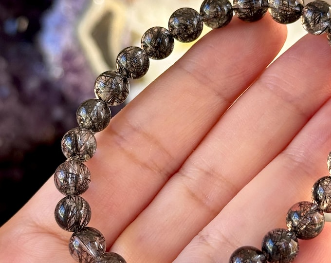 7mm Black Rutile Quartz Bracelet