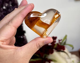 Gemmy Golden Healer Quartz Heart ~ High Quality ~ Meditation Stone