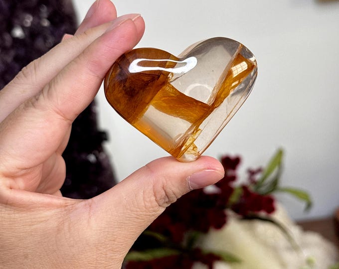 Gemmy Golden Healer Quartz Heart ~ High Quality ~ Meditation Stone
