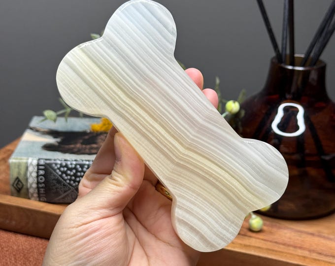 Hand-Carved Calcite Bone ~ Pet Lover Gift