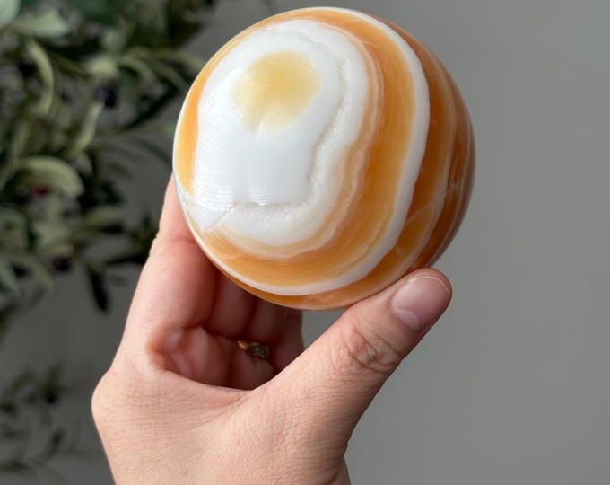 Banded Orange Calcite Sphere ~ 77mm