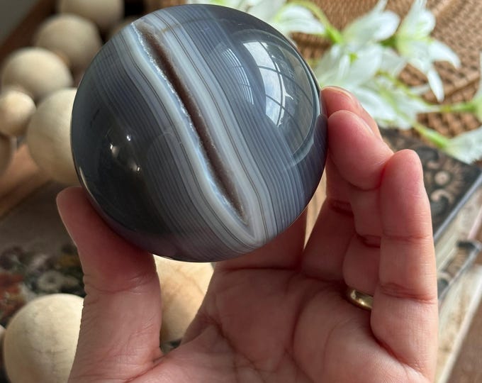 Druzy Banded Agate Sphere