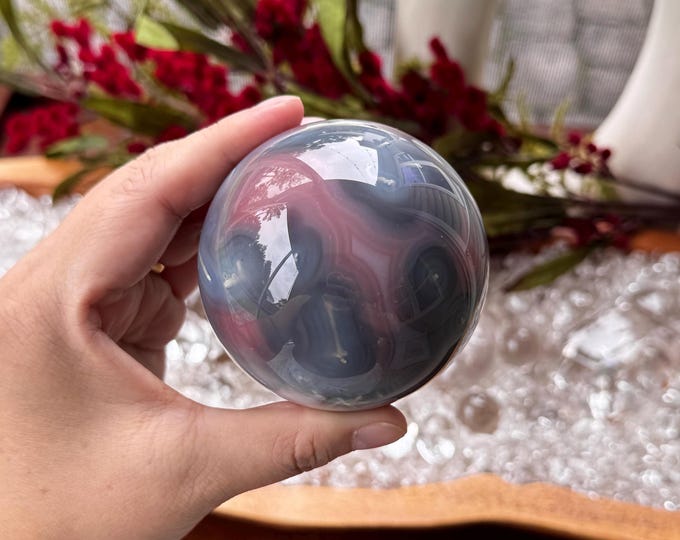 72mm Mozambique Swazi Agate Sphere ~ High Quality