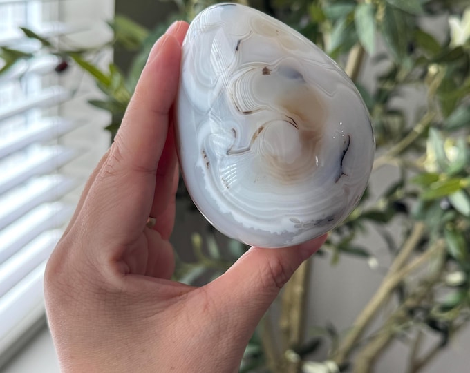 Dendritic Banded Agate Egg ~ Crystal Carving