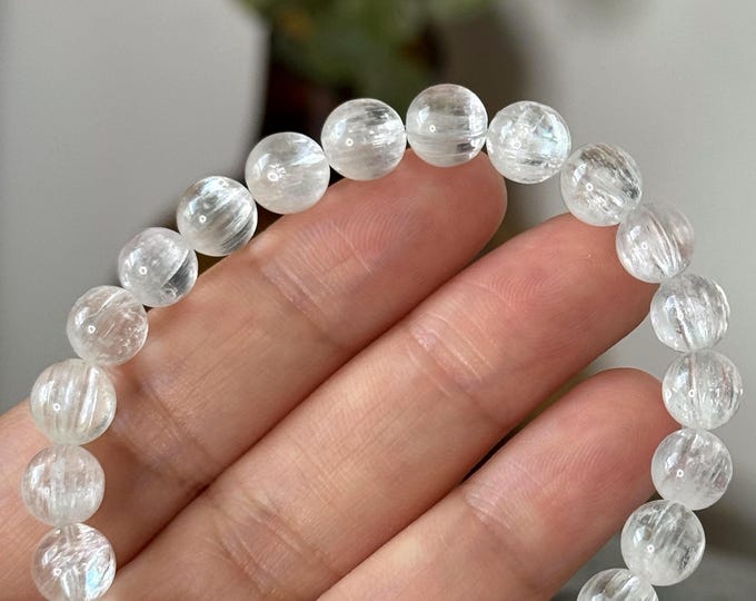 7mm Icy White Kunzite Gemstone Bracelet ~ High Quality