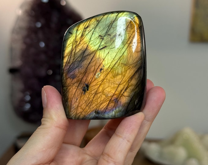 Labradorite Freeform ~ Orange-Yellow Colorway ~  Madagascar