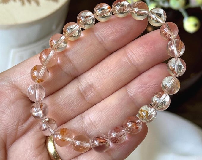 8mm Quartz with Hematoid Bracelet