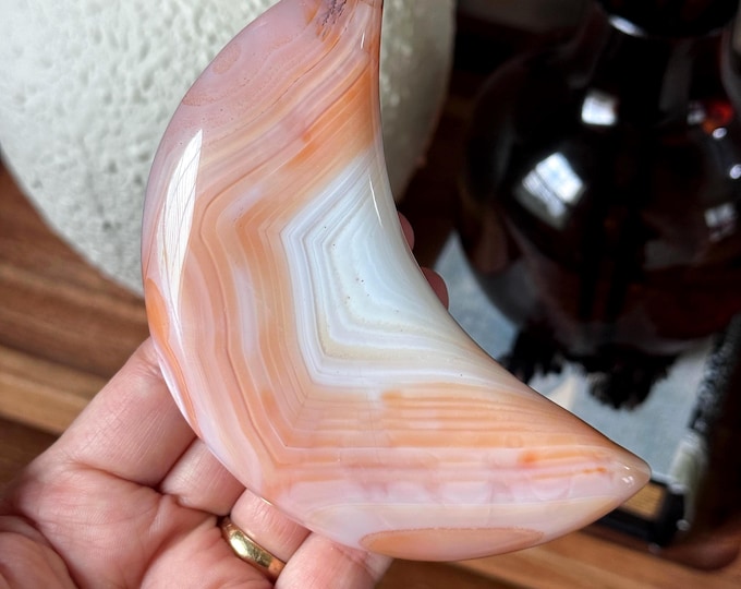 Peachy Orange Carnelian Moon ~ High Quality