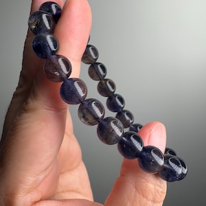 9mm Iolite Bracelet ~ Gemstone Bracelet ~ Iolite Jewelry ~ Crystal Bracelet ~