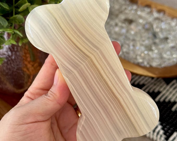 Hand-Carved Calcite Bone