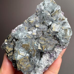 YGX Glassy Blue Cubic Fluorite with Pyrite ~ Fluorite Crystal ~ Pyrite Crystal ~ Crystal Specimen