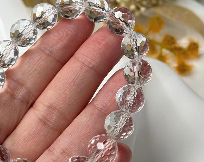 Faceted Clear Quartz Bracelet ~ 10mm