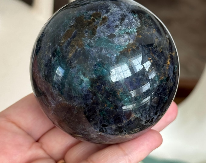Iolite with Apatite Sphere ~ 64mm