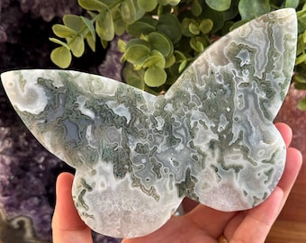 Moss Agate Butterfly Carving