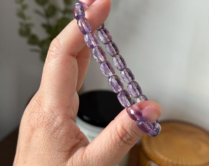 7mm Faceted Amethyst Bracelet ~ Barrel Beads