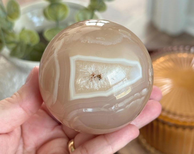 Dreamy Cream Agate Sphere ~ 68mm