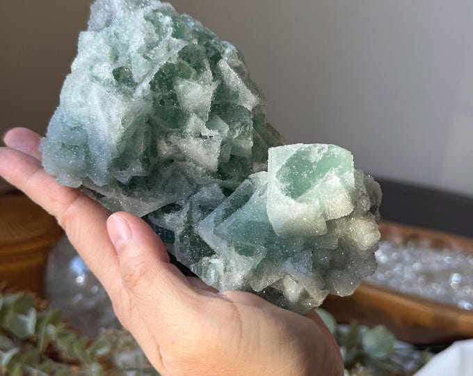 2 lb Green Cubic Sugar Fluorite ~ Double Sided