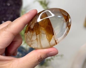 Gemmy Golden Healer Quartz Palmstone ~ High Quality ~ Meditation Stone