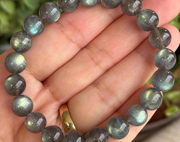9mm Gray Labradorite Gemstone Bracelet ~ High Quality