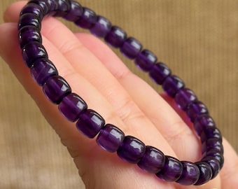 6mm Barrel Amethyst Bracelet ~ Dainty