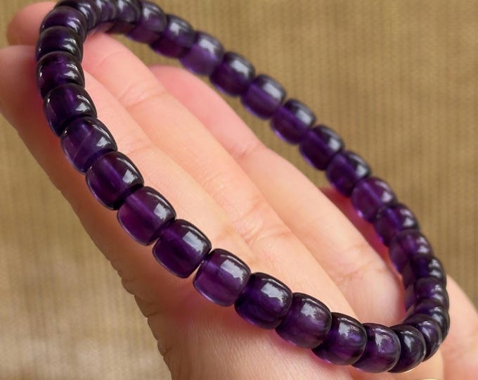 6mm Barrel Amethyst Bracelet ~ Dainty