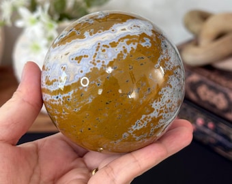 81mm Orbicular Ocean Jasper Sphere ~ High Quality