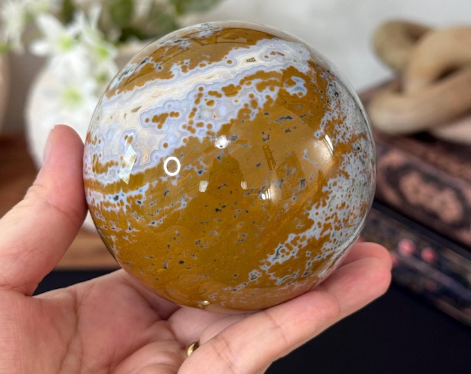 81mm Orbicular Ocean Jasper Sphere ~ High Quality