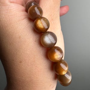 11mm Golden Mocha Moonstone ~ High Grade ~ Flashy ~ Chunky ~ Moonstone Bracelet ~ Moonstone Crystal ~ Crystal Jewelry ~ Moonstone Jewelry