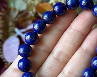 Lapis Lazuli Beaded Bracelet, Gemstone Jewelry