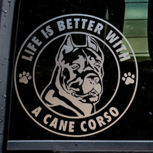 Personalized Cane Corso Vinyl Decal: Indoor/Outdoor Car, Window, Drinkware