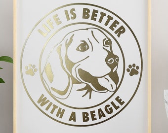 Personalized Life is Better With A Beagle Vinyl Decal, Indoor/Outdoor/Window/Motorcycle/Electronics/Drinkware