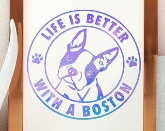 Personalized Life is Better With A Boston Vinyl Decal, Indoor/Outdoor/Window/Motorcycle/Electronics/Drinkware