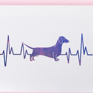 Dachshund Wiener Dog Heartbeat Vinyl Decal, Indoor/Outdoor/Window/Motorcyle/Electronics/Drinkware