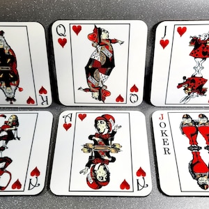 Coasters Wonderland with Alice Hearts Edition, Great Gift, Playing Cards Theme