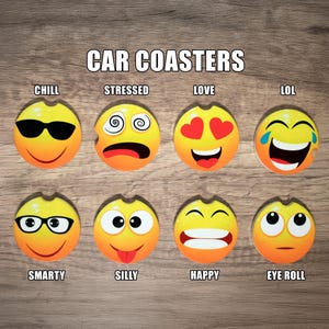 Emoji Car Coasters, Cute Ceramic Cup Holder Coasters