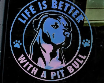 Personalized Pit Bull Vinyl Decal: Indoor/Outdoor, Car, Drinkware