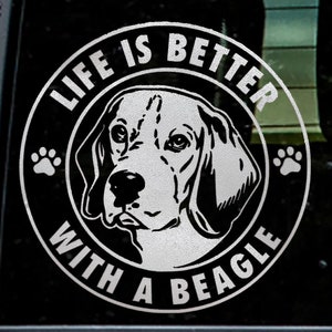Personalized Life is Better With A Beagle Vinyl Decal, Indoor/Outdoor/Window/Motorcycle/Electronics/Drinkware