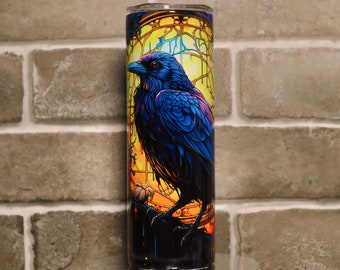 Gothic Raven 20 oz Skinny Tumbler, Personalization Available, Great Gift!