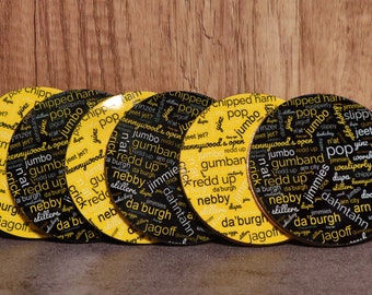 Pittsburgh Slang Coasters with Cork Bottom, Yingzer Gift, Drink Coasters